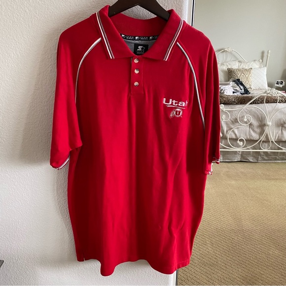 Men's Red University of Utah Polo Shirt Size Large - Picture 2 of 6